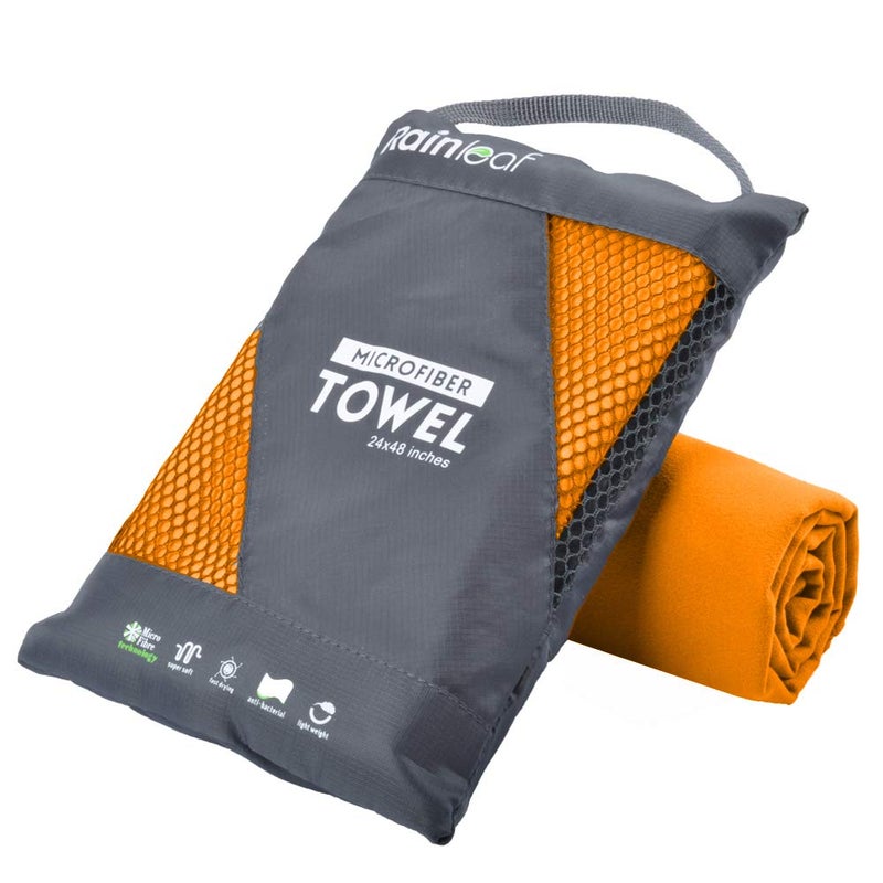 Rainleaf Microfiber Towel Orange 12 X 24 Inches - Image 1