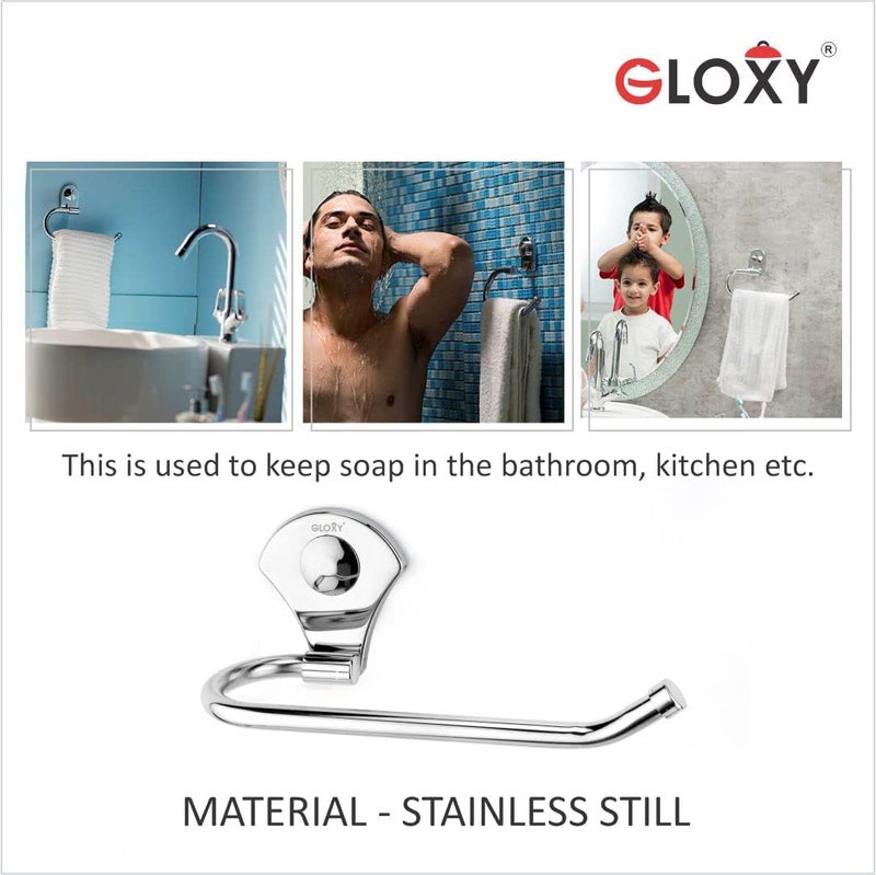 GLOXY GLOXY Stainless Steel Napkin Ring - Towel Ring - Napkin Holder - Bathroom Hanger - Towel Hanger - Bathroom Accessories Set for Kitchen & Wash Basin Area (Chrome, 1pc)  - Image 4