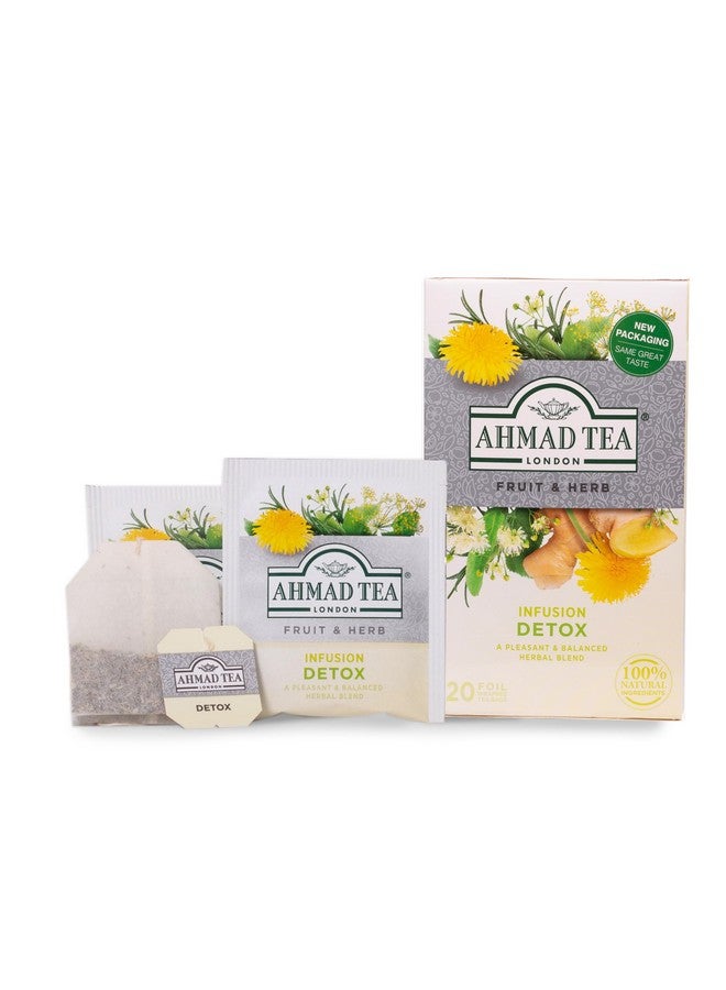 Ahmad Tea Ahmad Tea Herbal Tea, Ginger, Peppermint, Fennel, Dandelion, & Birch 'Detox' Teabags, 20 ct (Pack of 6) - Decaffeinated & Sugar-Free  - Image 2