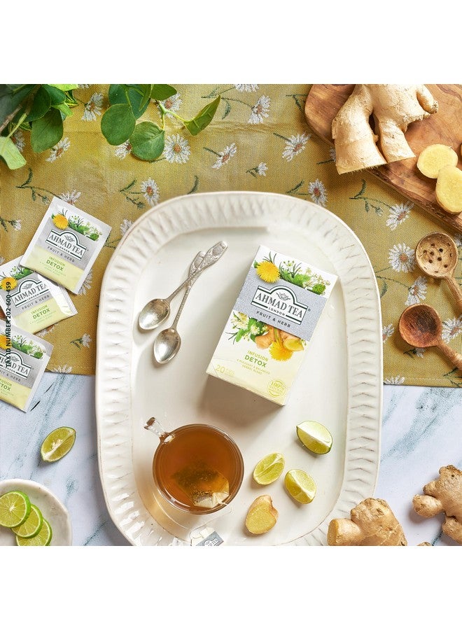 Ahmad Tea Ahmad Tea Herbal Tea, Ginger, Peppermint, Fennel, Dandelion, & Birch 'Detox' Teabags, 20 ct (Pack of 6) - Decaffeinated & Sugar-Free  - Image 3