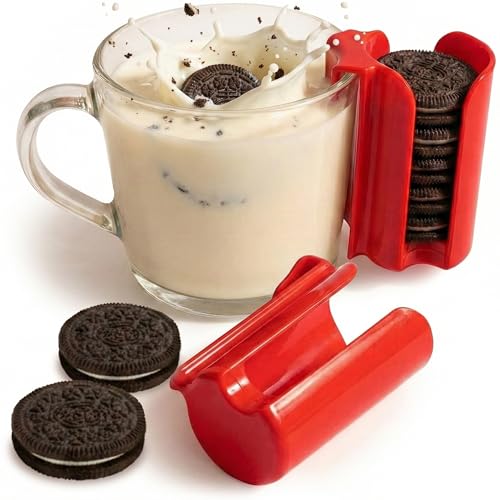 Kitchen Discovery Cup Cookie Holder Cookie Holder for Cup Hooks to Mugs and Milk Glasses to Keep Cookies and Biscuits in Dunking Reach – Cookies Holder, Tea Bag Caddy in Bright Plastic (2) - Image 1