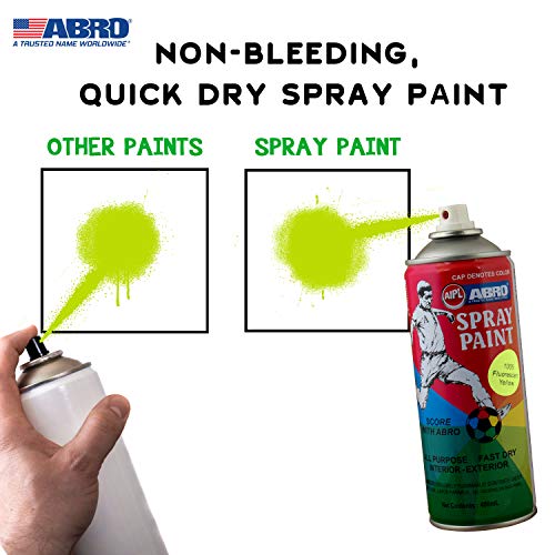 ABRO SP-1005 Multipurpose Colour Spray Paint Can DIY Quick Drying for Metal, Wood, Walls, Automotive Cars and Bikes (400ml, Fluorescent Yellow, 2 Pcs) - Image 3