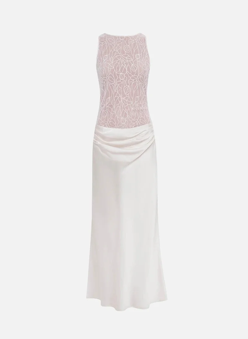 Lichi Sleeveless maxi dress with pattern on the bodice