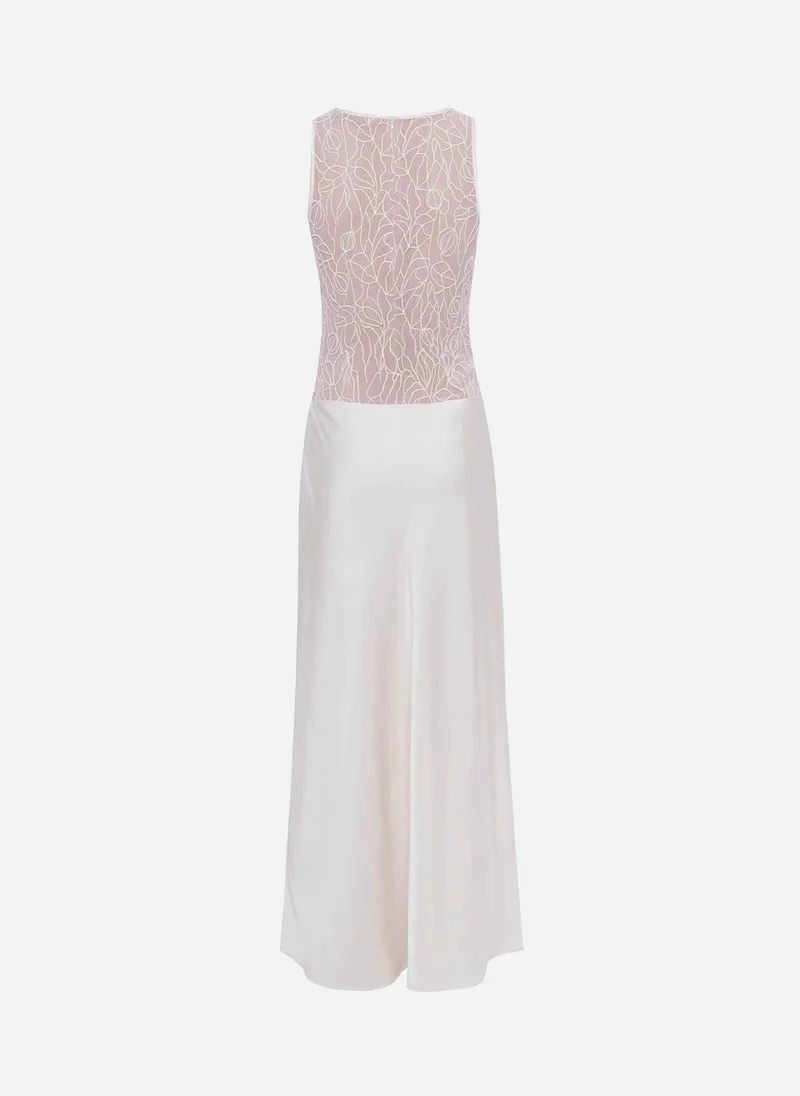 Lichi Sleeveless maxi dress with pattern on the bodice