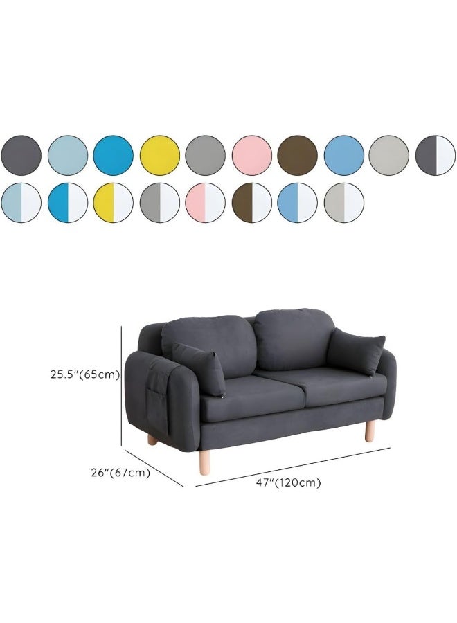 Poppins Home Minimalist Modern Loveseat â€“ 2-Seater Fabric Sofa with Square Arms for Compact Living (Lake Blue)  - Image 2