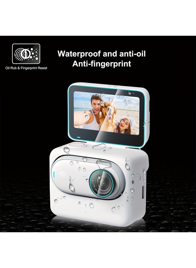 O Ozone [2+2 Pack] واقي شاشة لـ Insta 360 GO3، شاشة LCD + واقي شاشة عدسة الكاميرا، واقي شاشة من الزجاج المقوى فائق الوضوح بدرجة صلابة 9H - Image 3
