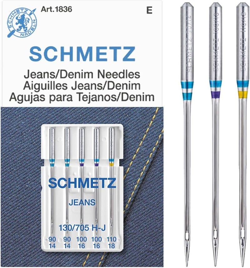 SCHMETZ Jean & Denim Sewing Machine Needles - Precision Needles for Heavy Fabric, Assorted Sizes, 5-Needle Cards, Pack of 1 - Image 3