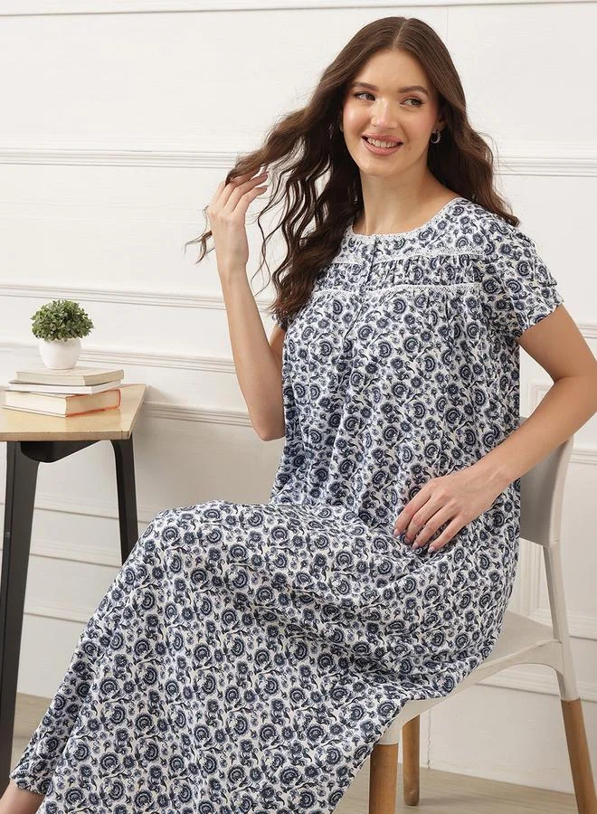 Clovia Floral Cotton Nightdress