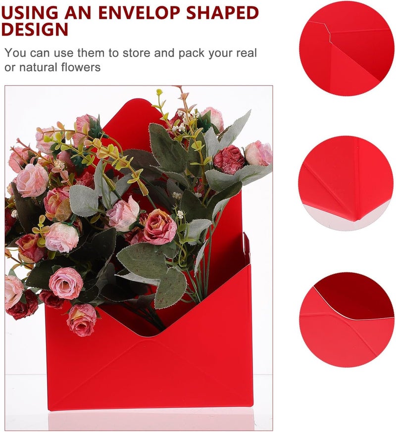 WESIEVYA 2pcs Red Bouquet Envelope Boxes Flower Wrapping Supplies Paperboard Florist Packaging Boxes for Packing and Floral Arrangements - Image 4