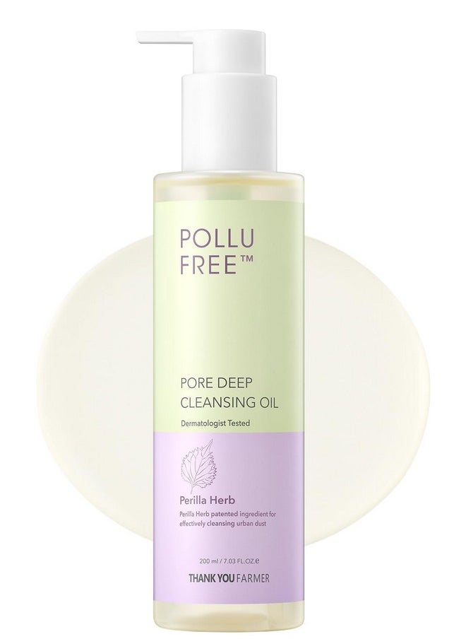 THANKYOU FARMER Pollufree Pore Deep Cleansing Oil Spf Cleanser Korean Perilla Herb Makeup Blackhead Remover Dermatologist Tested Korean Oil Cleanser 7.03 Fl.Oz. 200Ml  - Image 1