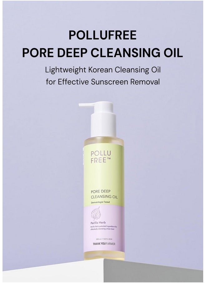 THANKYOU FARMER Pollufree Pore Deep Cleansing Oil Spf Cleanser Korean Perilla Herb Makeup Blackhead Remover Dermatologist Tested Korean Oil Cleanser 7.03 Fl.Oz. 200Ml  - Image 2