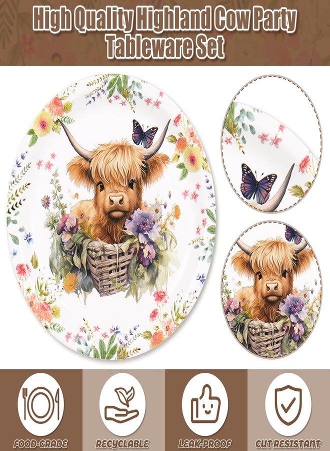 JarThenaAMCS صحون ورقية بقرة مرتفعة 50 قطعة من جارثينا، صحون قابلة للتصرف لتزيين طاولة حفلات الربيع والصيف - Image 3