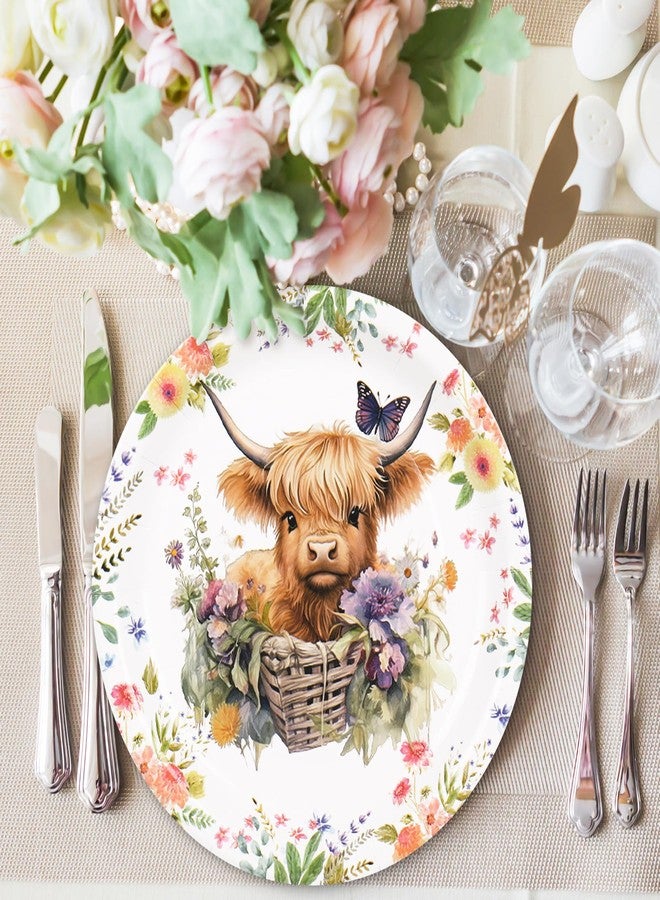 JarThenaAMCS صحون ورقية بقرة مرتفعة 50 قطعة من جارثينا، صحون قابلة للتصرف لتزيين طاولة حفلات الربيع والصيف - Image 4