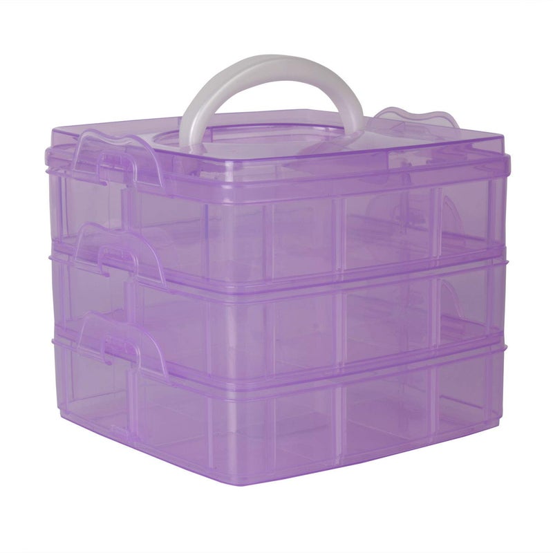 Sampton 3 Layers 18 Grid Plastic Transparent Jewelry Storage Box Jewelry Organizer Storage Container with Removable - Image 4