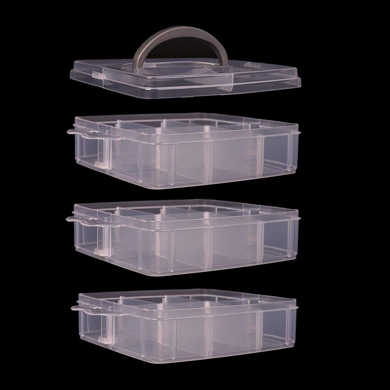 Sampton 3 Layers 18 Grid Plastic Transparent Jewelry Storage Box Jewelry Organizer Storage Container with Removable - Image 3