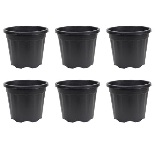 UGAOO UV Treated Gardening Pots and Planters for Plants (10 inch Black Color Set of 6 Plastic Pots) - Image 1