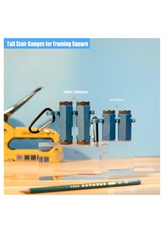 Excefore Stair Gauges for Framing Square, Tall Stair Gauges with Holder and Rafter, Lengthen Anti-Lost Non-Slip Framing Square Stops, Stair Gauge Knobs for Circular Saw, Dark Blue  - Image 2
