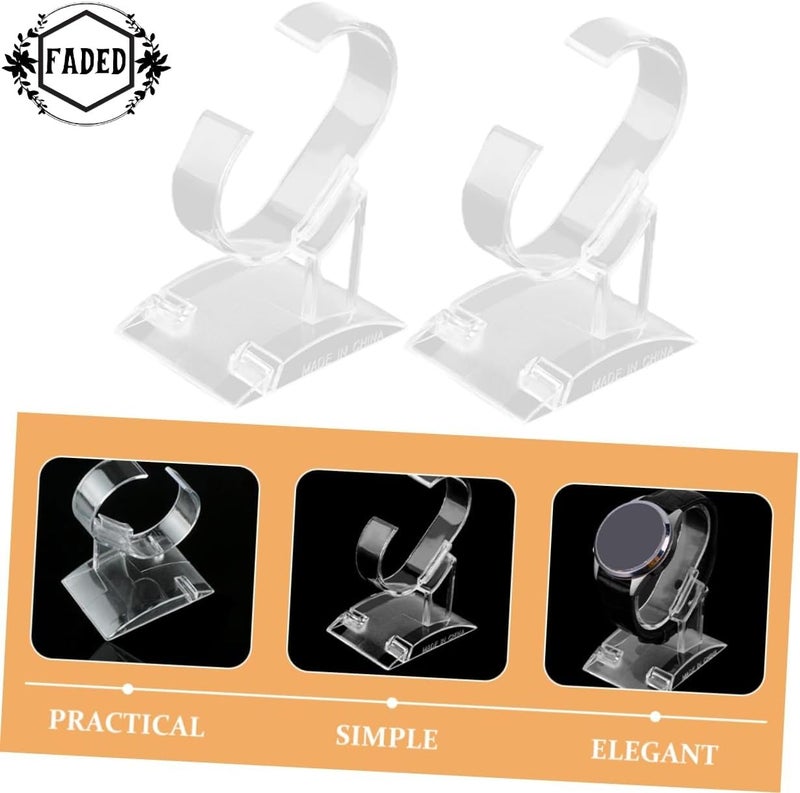 Faded 4-Piece Clear Plastic Watch Display Stand Set – Transparent Wristwatch & Bracelet Holders for Retail Showcases, Jewelry Counters, Organizers & Personal Collections - Image 3