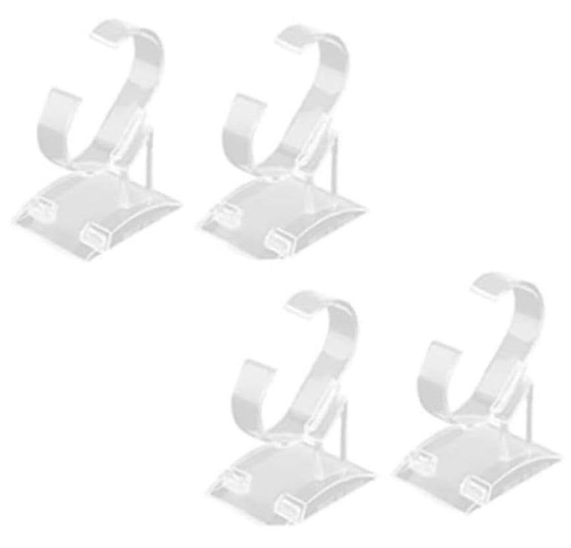 Faded 4-Piece Clear Plastic Watch Display Stand Set – Transparent Wristwatch & Bracelet Holders for Retail Showcases, Jewelry Counters, Organizers & Personal Collections - Image 1