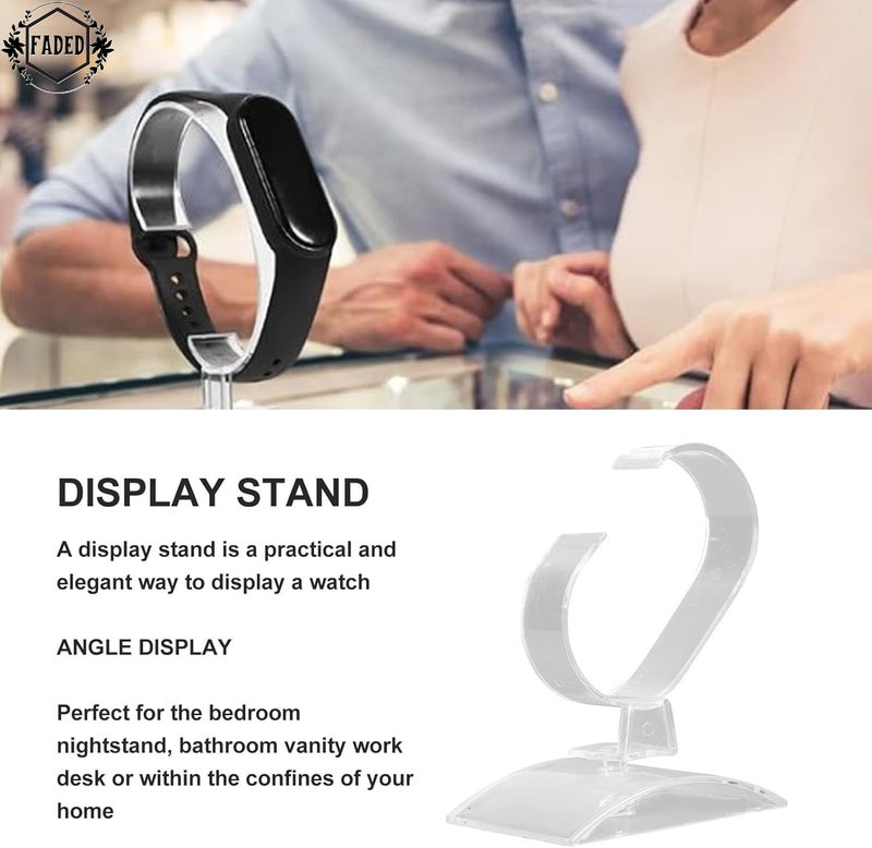 Faded 4-Piece Clear Plastic Watch Display Stand Set – Transparent Wristwatch & Bracelet Holders for Retail Showcases, Jewelry Counters, Organizers & Personal Collections - Image 4