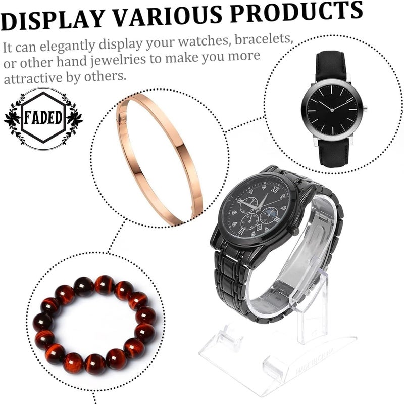 Faded 4-Piece Clear Plastic Watch Display Stand Set – Transparent Wristwatch & Bracelet Holders for Retail Showcases, Jewelry Counters, Organizers & Personal Collections - Image 5
