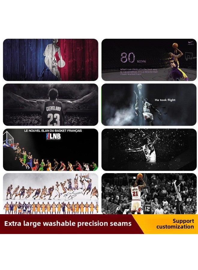 NBA Mouse Pad Basketball Boys Oversized Lakers Kobe James Computer Keyboard Pad Oversized Lock Edge Table Pad-Color:800x300mm 3mm-Pattern:NBA05 Curry Towel - Image 2