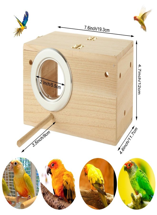 QTLCOHD 2 Pack Parakeet Nesting Box, Natural Wood Breeding Box with Transparent Acrylic Window, Bird Nesting Box for Parakeets, Lovebird, Cockatiels, Conure - Image 2