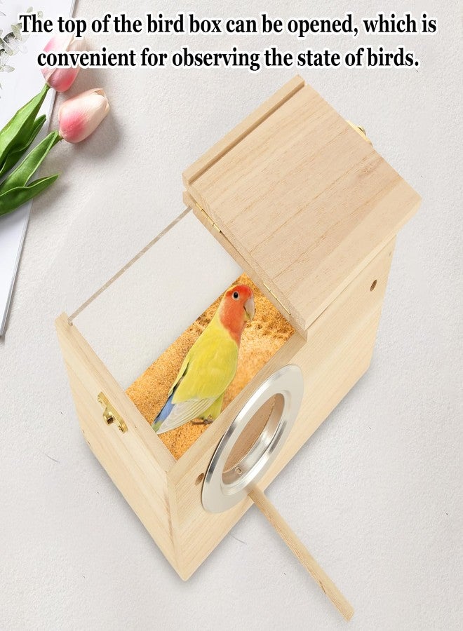 QTLCOHD 2 Pack Parakeet Nesting Box, Natural Wood Breeding Box with Transparent Acrylic Window, Bird Nesting Box for Parakeets, Lovebird, Cockatiels, Conure - Image 5