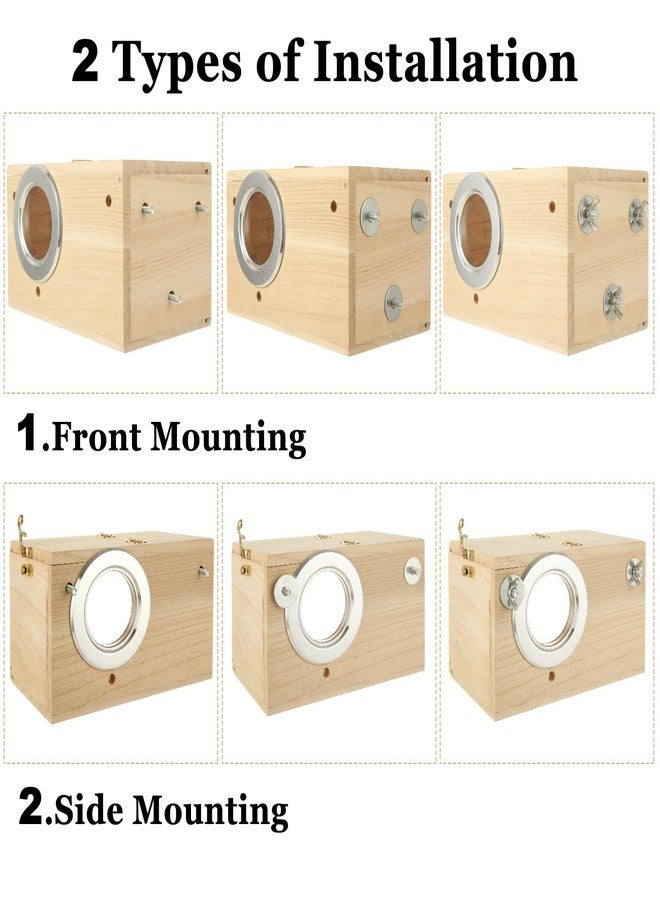 QTLCOHD 2 Pack Parakeet Nesting Box, Natural Wood Breeding Box with Transparent Acrylic Window, Bird Nesting Box for Parakeets, Lovebird, Cockatiels, Conure - Image 4