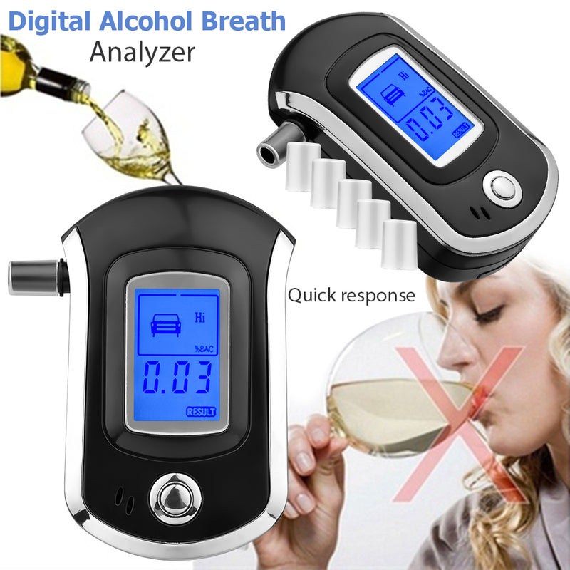 Portable Alcohol Tester 0.05% BAC Dual Alarm - Advanced Flat Sensor Quick Accurate Result Breathalyzer with 6 Mouthpieces LCD Blue Backlight for Personal & Family On-the-go Use - Image 5