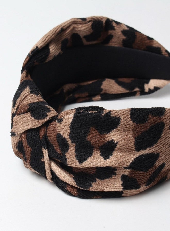 Cuizhiyu 2PK Leopard Print Knotted Headbands for Women Cute Wide Top Knot Headband Fashion Corduroy Knot Headband Leopard Hair Accessories - Image 5