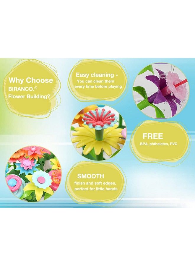 BIRANCO. Flower Garden Building Toys Build A Bouquet Floral Arrangement Playset For Toddlers And Kids Gifts Age 3 4 5 6 Year Old Girls Educational Stem Toy (120 Pcs) - Image 5