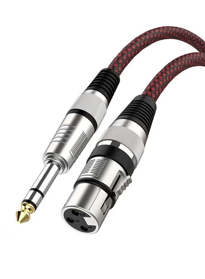 كابل XLR أنثى إلى كابل TS 1/4، كابل ميكروفون مضفر من النايلون، كابل ميكروفون أحادي غير متوازن TS 6.35 مم، كابل ميكروفون شديد التحمل (1 متر) - Image 1
