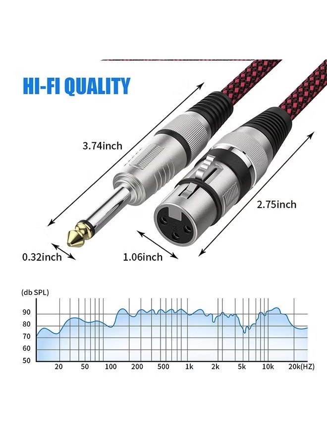 كابل XLR أنثى إلى كابل TS 1/4، كابل ميكروفون مضفر من النايلون، كابل ميكروفون أحادي غير متوازن TS 6.35 مم، كابل ميكروفون شديد التحمل (1 متر) - Image 3