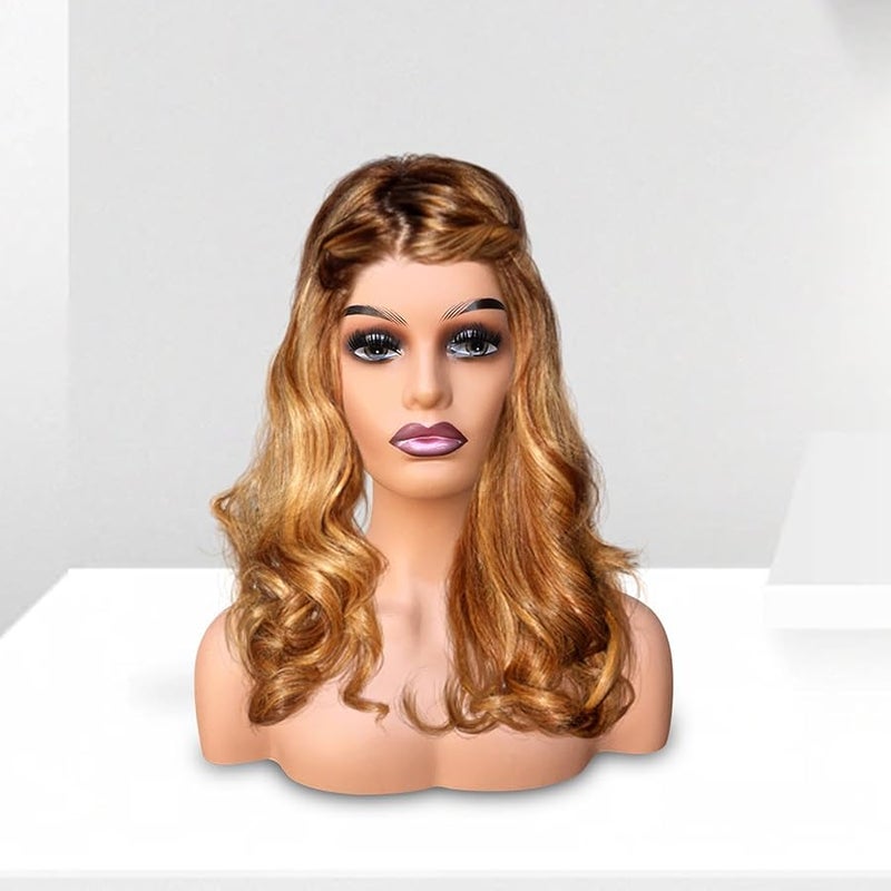 Female Mannequin Head With Shoulder For Wig Hat Jewelry Display Styling Stand - Image 4