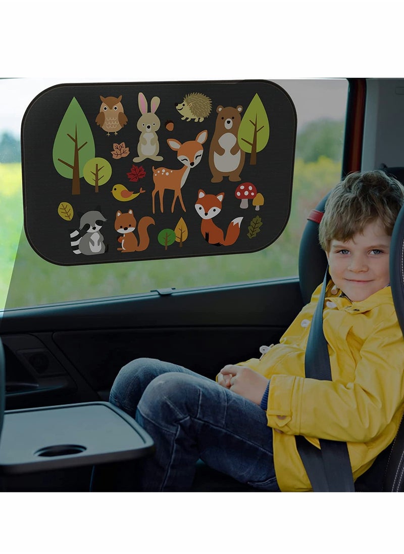Excefore - Car Sun Shade Car Window Shades for Kids Baby Pet UV Rays/Sunlight Protection Car Sunshades Shield Visor Adsorption Electrostatic for Car Side Windscreen Window 2 Pack (Animal Forest) - Image 1