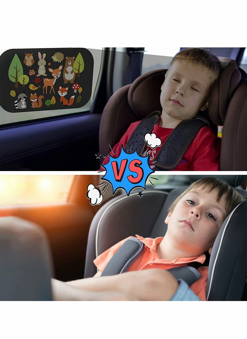Excefore - Car Sun Shade Car Window Shades for Kids Baby Pet UV Rays/Sunlight Protection Car Sunshades Shield Visor Adsorption Electrostatic for Car Side Windscreen Window 2 Pack (Animal Forest) - Image 1