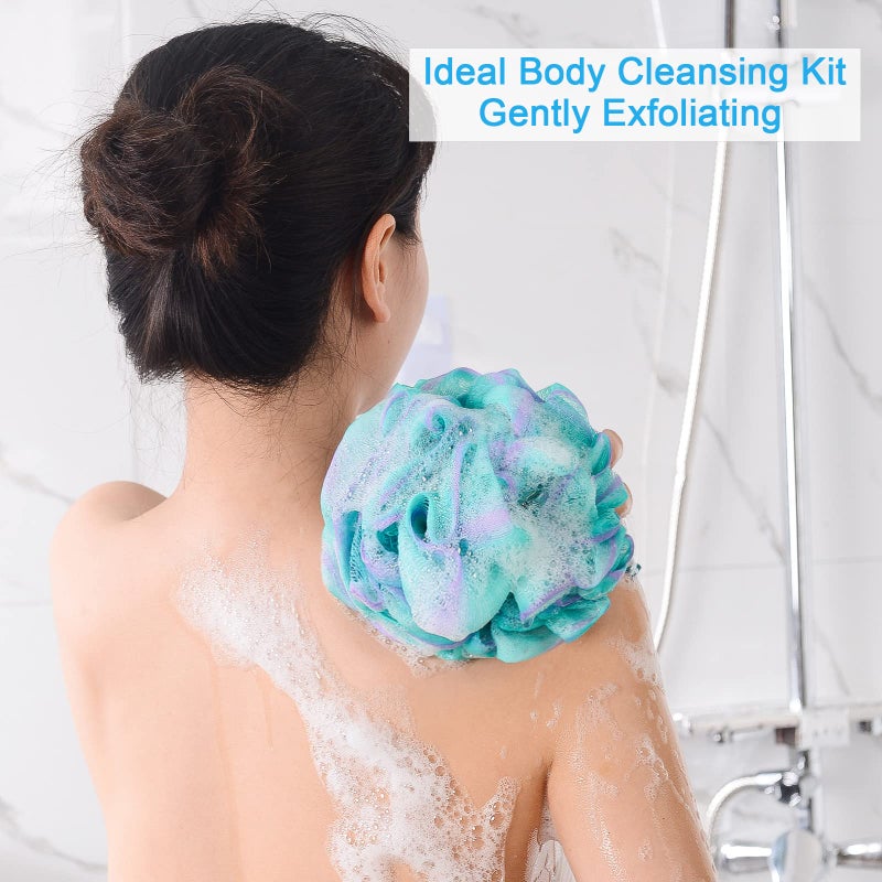 AmazerBath Shower Bath Sponge Shower Loofahs Balls 75g/PCS for Body Wash Bathroom Men Women- Set of 4 Flower Color Sponges - Image 3