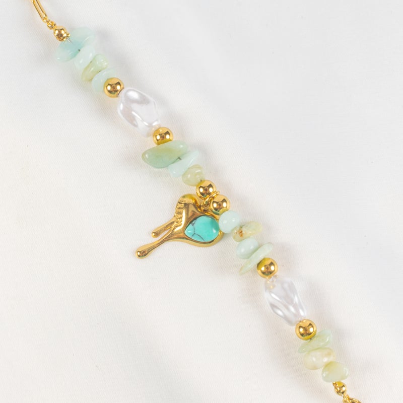 Golden Stainless Steel Bracelet with Heart and Colorful Stones - Image 2