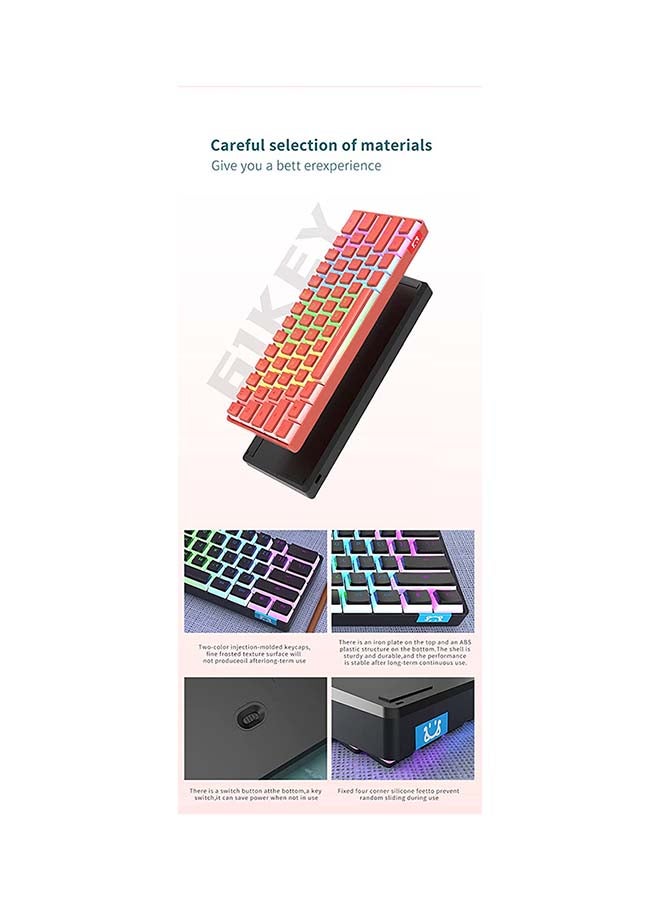آجاز DaiDai STK61 بلوتوث الألعاب بودنغ لوحة المفاتيح الميكانيكية اللاسلكية الأزرق التبديل RGB - Image 5
