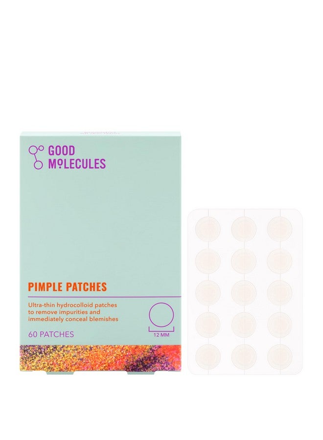 لاصقات حب الشباب من جود موليكلز (60 لاصقة) - لاصقات هيدروكولويدية رقيقة للغاية لإخفاء الرؤوس البيضاء والسوداء والبقع، واستهداف حب الشباب والشوائب - العناية بالبشرة للوجه بالسليلوز والبكتين - Image 1