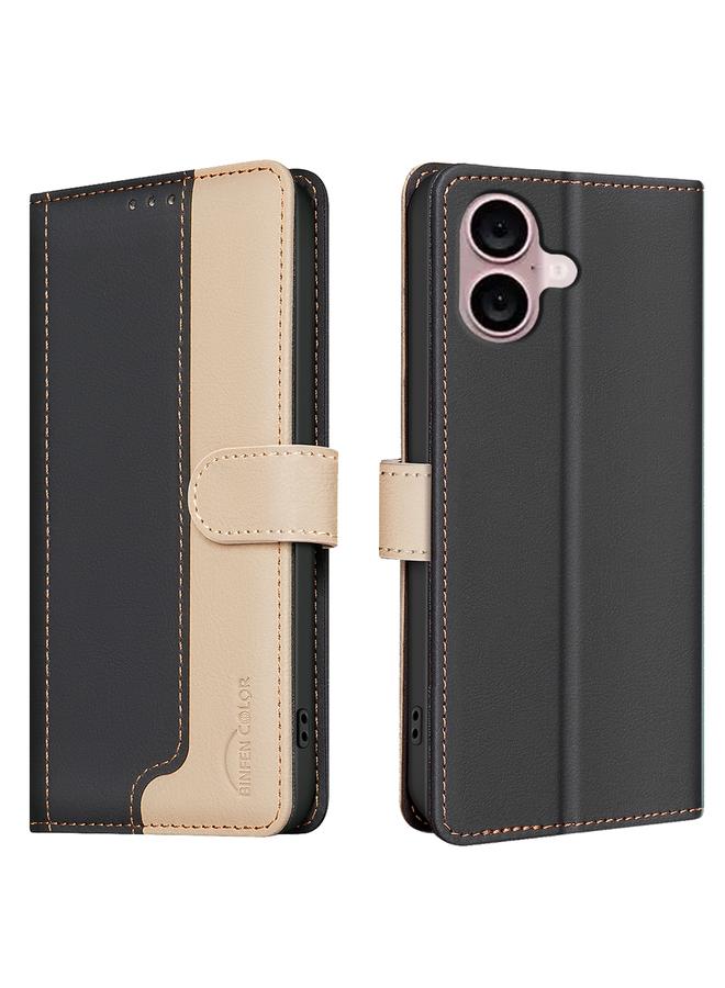 S-TOP Case For iPhone 16 Plus Color Matching RFID Anti-theft Leather Phone Case - Image 1