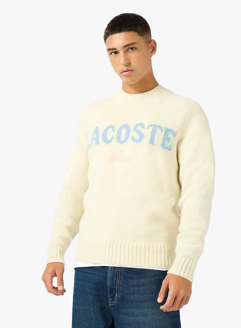 LACOSTE Thick Wool Fuzzy Crew Neck Sweater