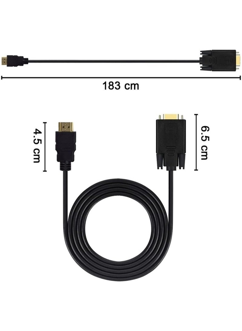 KOWVOWZ HDMI to VGA Cable, 1.8m Gold-Plated 1080P HDMI Male to VGA Male Adapter Cable, Compatible to VGA 1080P HD with Audio Adapter Cable HDMI-Compatible to VGA Cable Dropshipping - Image 2