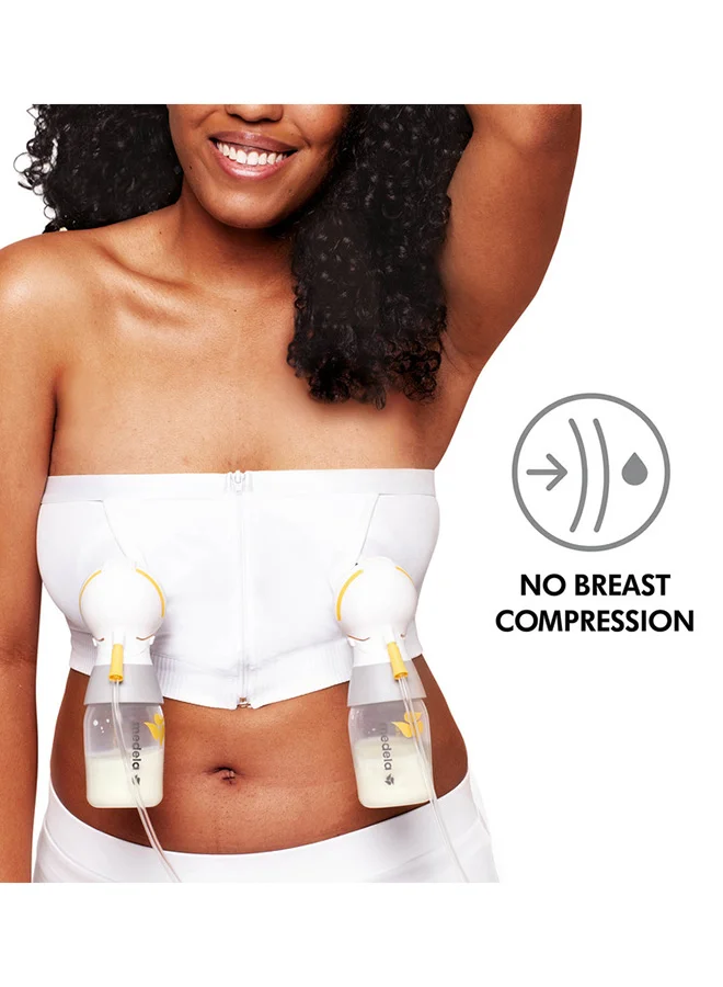 Medela Easy Expression Hands-Free Pumping Bra, White, Large