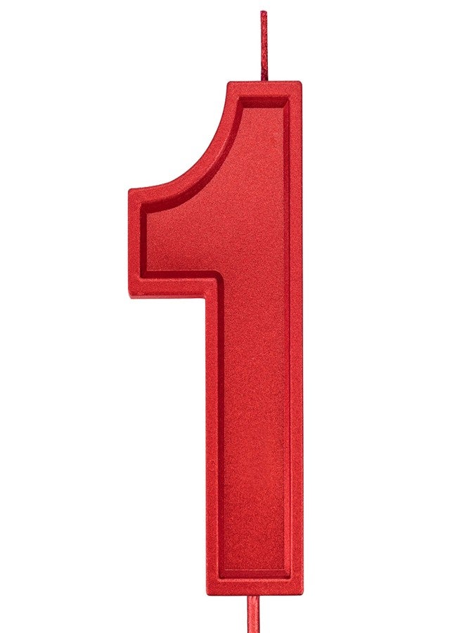 Willcan 3.93in Big Size Happy Birthday Metallic Red 1 Candles, Happy Birthday Cake Cupcake Toppers Decoration and Celebrating for Adults/Kids Party or Family Baking (3.93in red Number 1) - Image 1