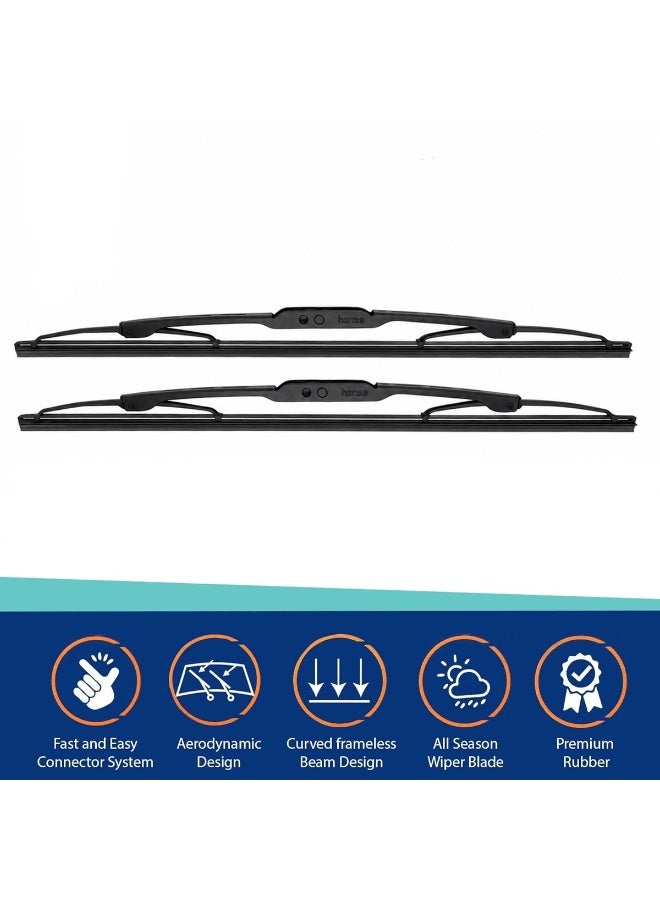 HANSA 26 Inch (660mm) Universal Car Windshield Wiper Blade Set, Premium Natural Rubber Wiper Blades, Metal Frame Windshield Wipers, All Season Rain Wiper, Streak Free Cleaning, Quiet Operation, Easy Installation, Front Glass Wiper Blades for Cars ERPCWP 10046 - Image 4