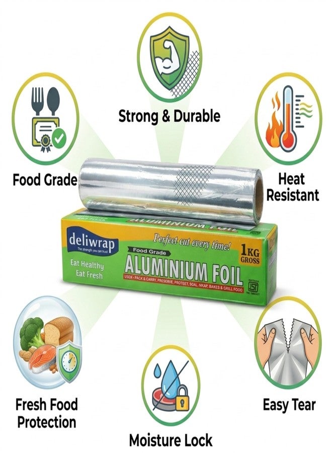 Kcofoil 500g Food Grade Aluminium Foil | ISI Certified | 18 Micron Thick | Ideal for Wrapping, Packing, Cooking, Baking | Silver Foil Roll for Kitchen Use | Safe Aluminum Foil | Pack of 4 - Image 3