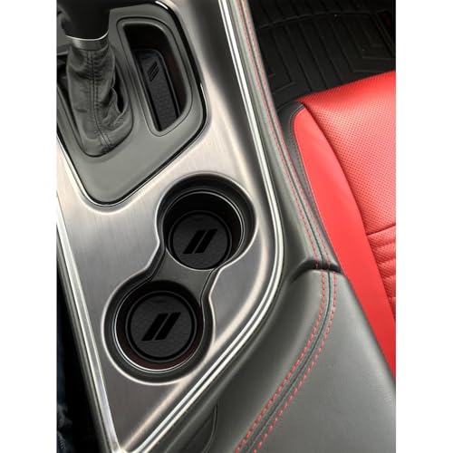 REMOCH for Dodge Challenger Accessories 2015-2024 Custom Fits Cup Holder Insert Anti-dust Mats Door Pocket Center Console Liners(Black Trim) - 11 PCS Set - Image 2