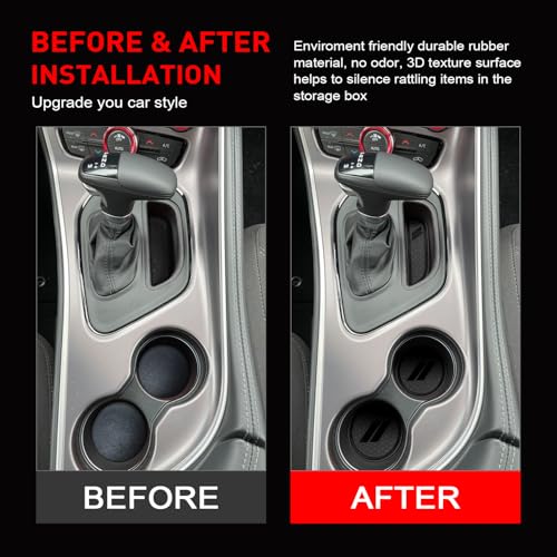 REMOCH for Dodge Challenger Accessories 2015-2024 Custom Fits Cup Holder Insert Anti-dust Mats Door Pocket Center Console Liners(Black Trim) - 11 PCS Set - Image 4